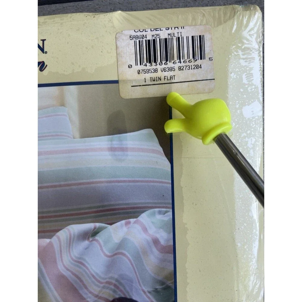 Vtg Cannon Twin Flat Bed Sheet Pastel Stripes Cotton Fresh No Iron USA Made J
